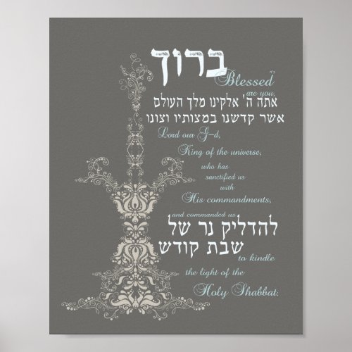 Shabbat Candle Blessing Poster