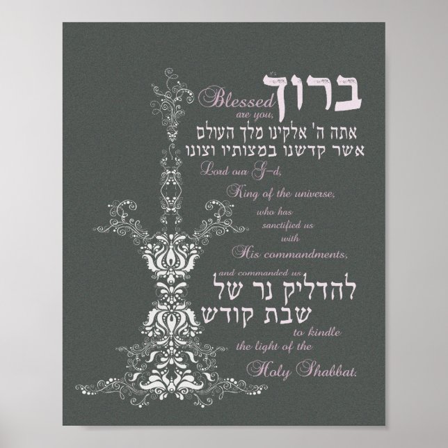 Shabbat Candle Blessing Poster (Front)