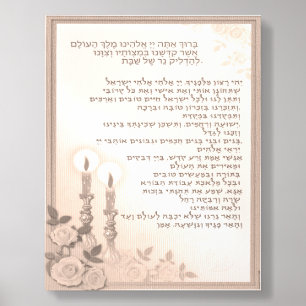Shabbat Candle Lighting Prayer - Vezakeini Ligadel Acrylic Photo Tile