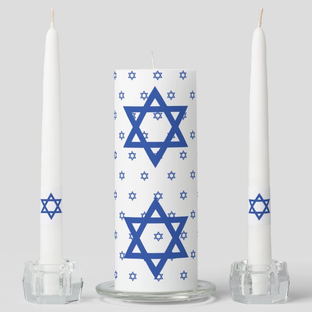 Shabbat Candle Lighting Star of David Candle Set (Front)