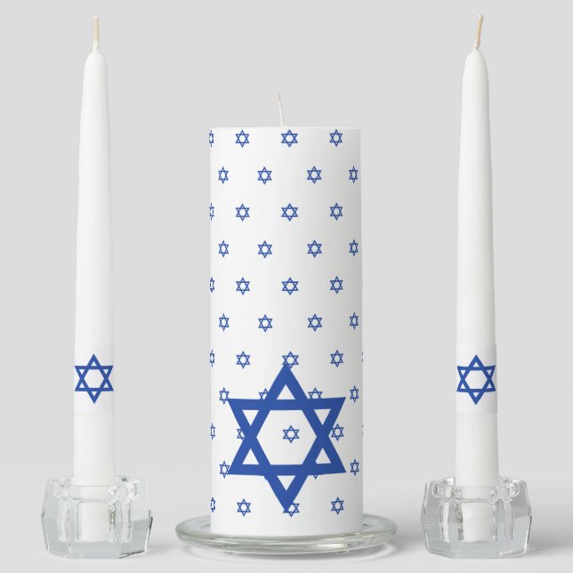 Shabbat Candle Lighting Star of David Candle Set (Front)