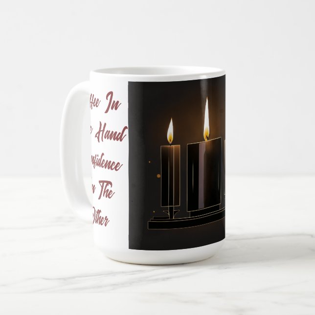 Shabbat Candles Icon-Illuminating Strength' 15-Oz Coffee Mug (Front Left)