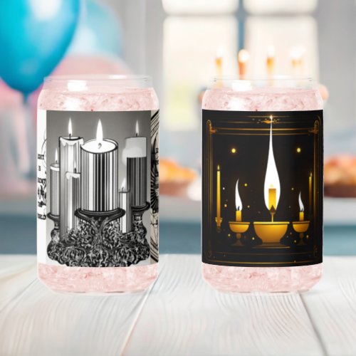 Shabbat Candles Icon Illuminating Strength Can Glass