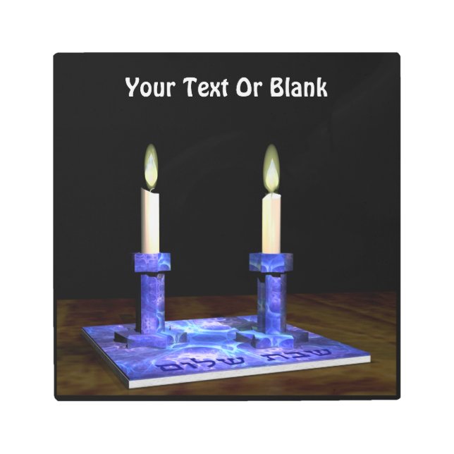 Shabbat Candlesticks Metal Print (Front)