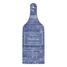 Shabbat Challah Board, Blue Wood, Rustic Farmhouse