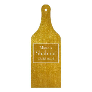 Shabbat Challah Board, Gold Glitter Aesthetic, Art Cutting Board