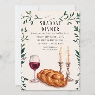Shabbat Dinner Custom Jewish Family Invitation
