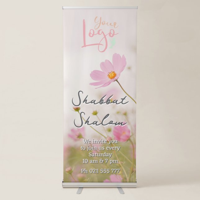 Shabbat Invitation Vertical Retractable Banner (Front)