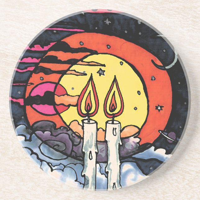 Shabbat Sandstone Coaster (Front)