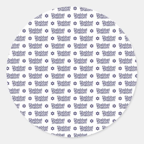 Shabbat shalom and Star of David pattern Classic Round Sticker