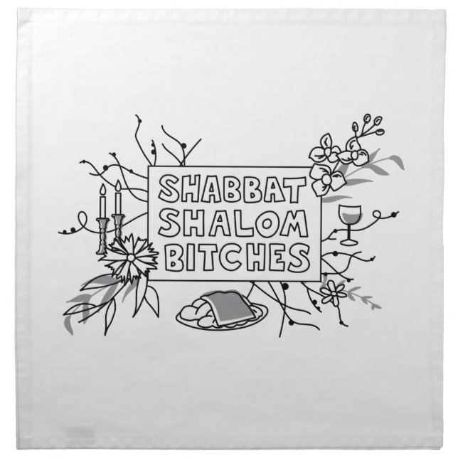 Shabbat Shalom B!$@#s! Challah Cover - Cloth Napkin (Front)
