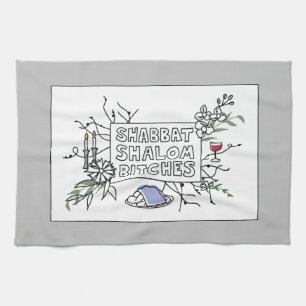 Shabbat Shalom B!$@#s! Challah Cover Kitchen Towel