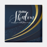 Shabbat Shalom Blue Gold Glitter Sparkle Glam Luxe Magnet