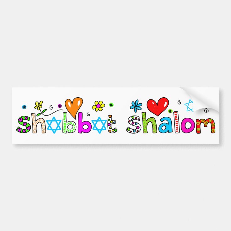 Shabbat, Shalom Bumper Sticker | Zazzle