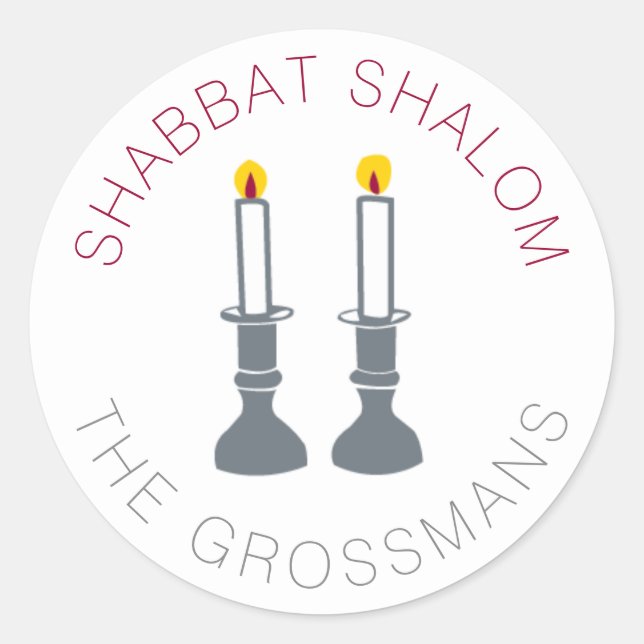 Shabbat Shalom Candles Custom Stickers (Front)