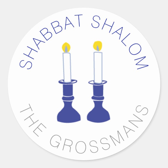 Shabbat Shalom Candles Custom Stickers - Blue | Zazzle.com