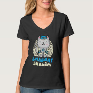 Shabbat Shalom Cat  Kitten Happy Hanukkah Chanukka T-Shirt