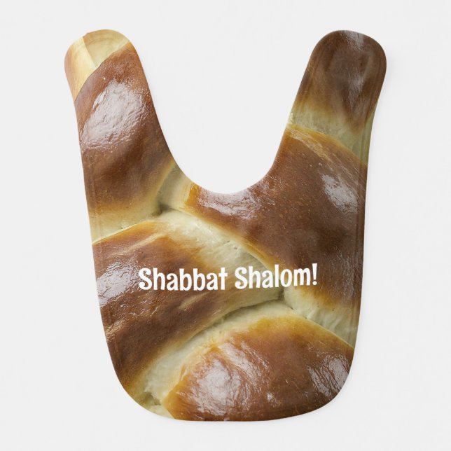 Shabbat Shalom Challah Baby Bib (Front)
