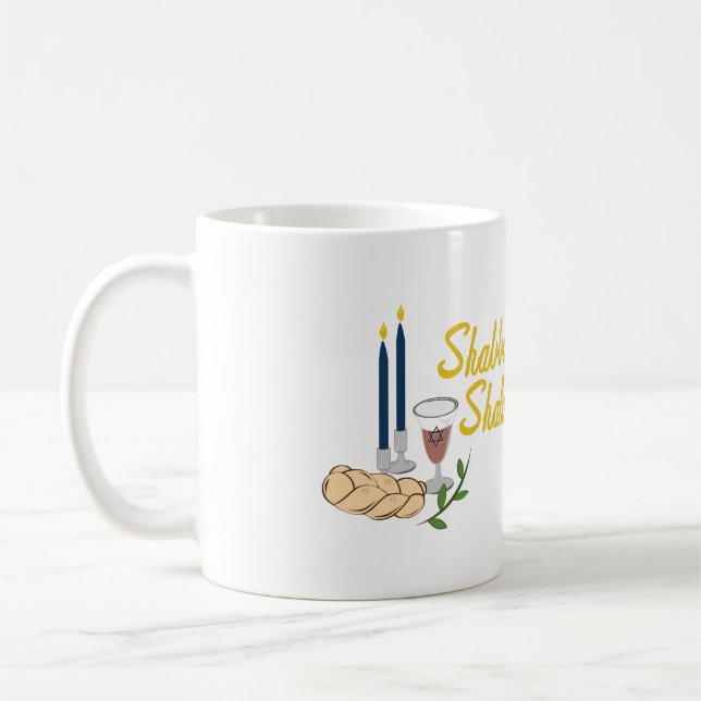 Shabbat Shalom Coffee Mug (Left)
