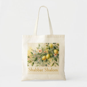 Shabbat Shalom, Italian Lemon Grove Boho Botanical Tote Bag