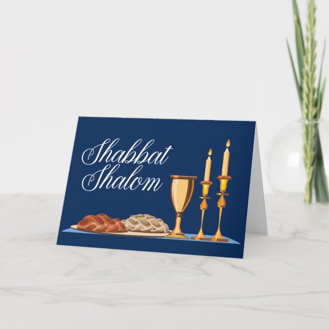 Shabbat Shalom Jewish Blessings Greeting Card (Front)