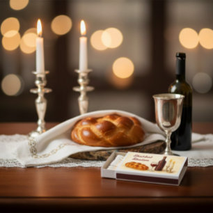 Shabbat Shalom Matchboxes with Challah & Wine