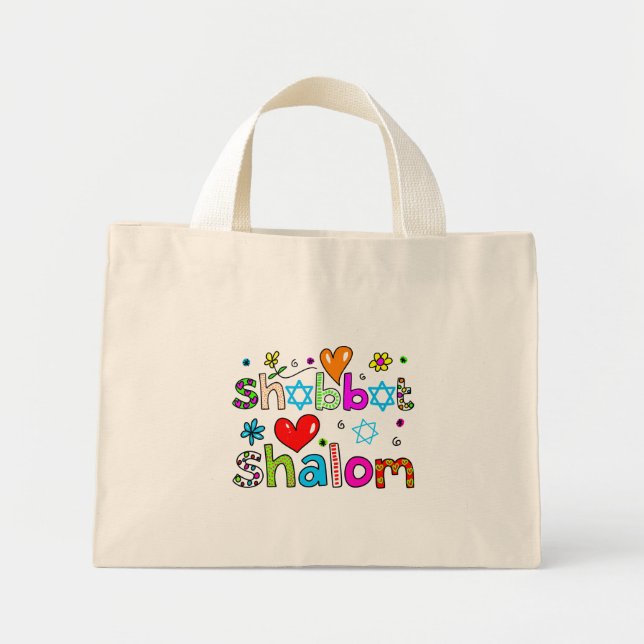 Shabbat, Shalom Mini Tote Bag (Front)