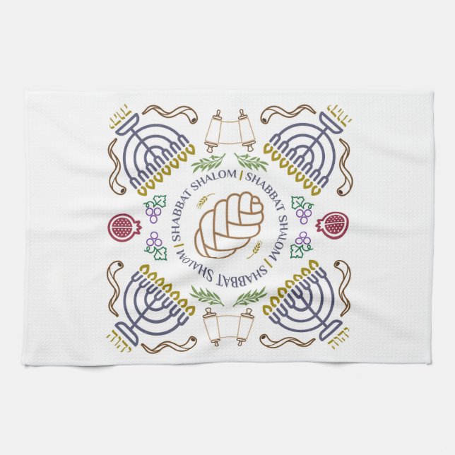 Shabbat Shalom Modern Hand Towel (Horizontal)