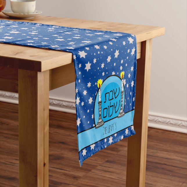 Shabbat Shalom Personalized Table Runners (In Situ)
