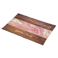 Shabbat Shalom Red Marble on Wood Effect  Cloth Placemat