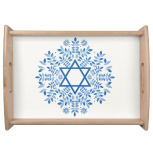shabbat shalom star of david  serving tray