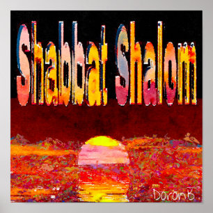 Shabbat shalom sunset poster