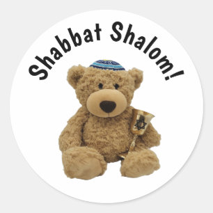 Shabbat Shalom Teddy Bear Sticker