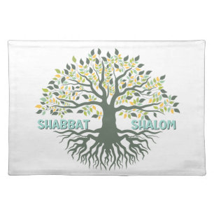 Shabbat Shalom Tree of Life Challah Cover Cloth Placemat