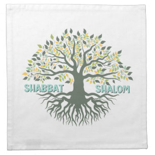 Shabbat Shalom Tree of Life Ez Hachaim Jewish Cloth Napkin