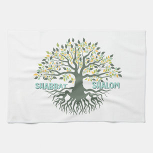 Shabbat Shalom Tree of Life Ez Hachaim Jewish Kitchen Towel