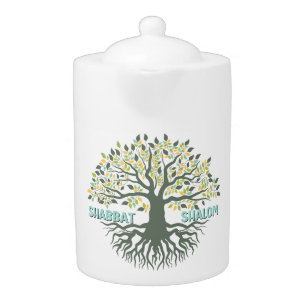 Shabbat Shalom Tree of Life Ez Hachaim Jewish Teapot