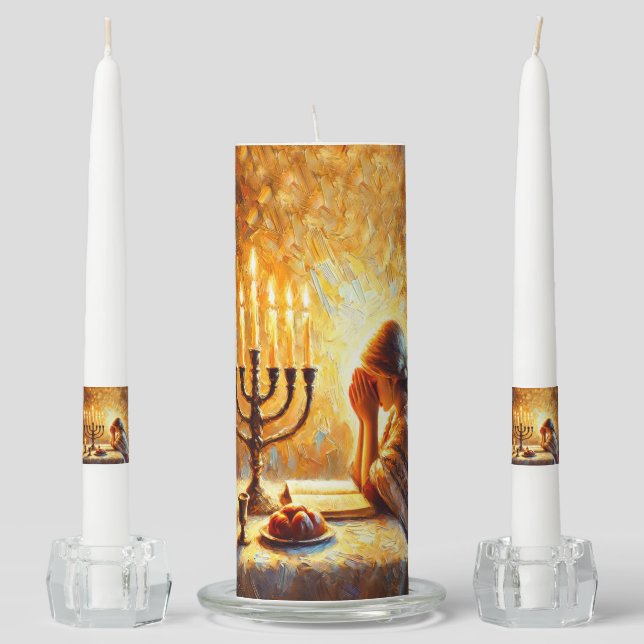 Shabbat Shalom Unity Candle Set (Front)