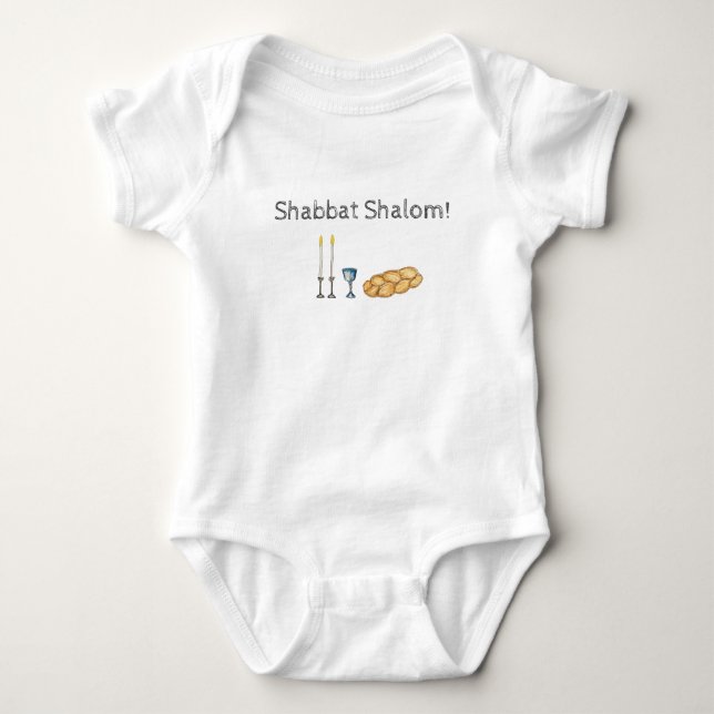 Shabbat Sketch Baby Bodysuit (Front)