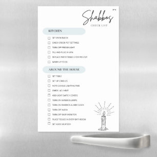 Shabbos Checklist Dry Erase Board