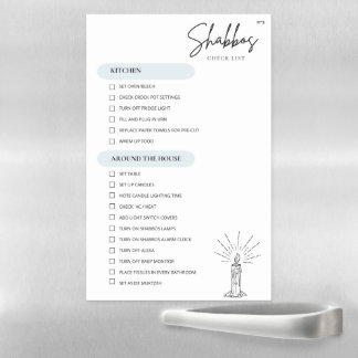 Shabbos Checklist Dry Erase Board