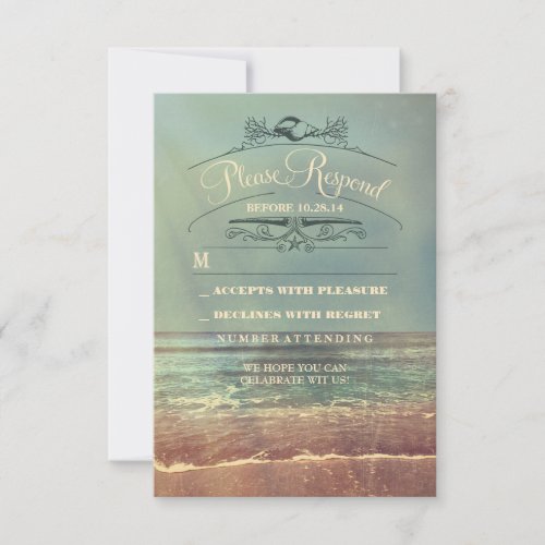 Shabby beach wedding RSVP card