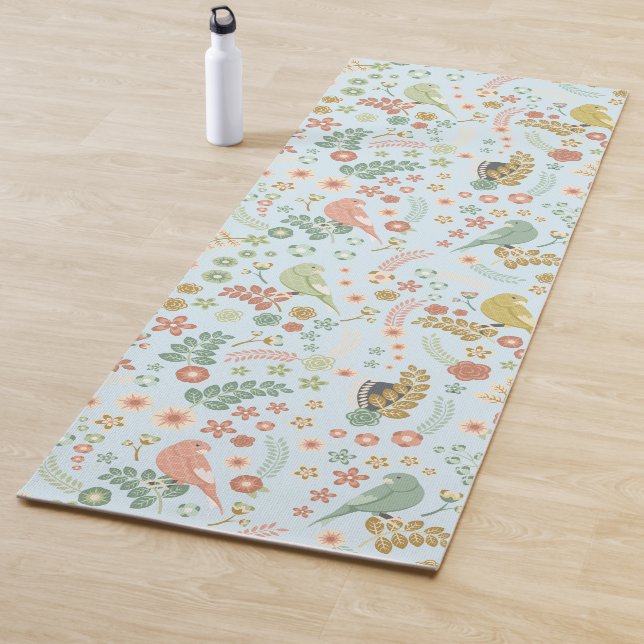 Shabby Birds & Branches Blue  Yoga Mat (In Situ)
