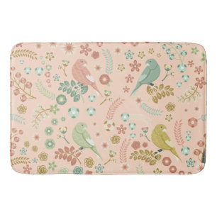 Shabby Birds & Branches Pastel Salmon  Bath Mat
