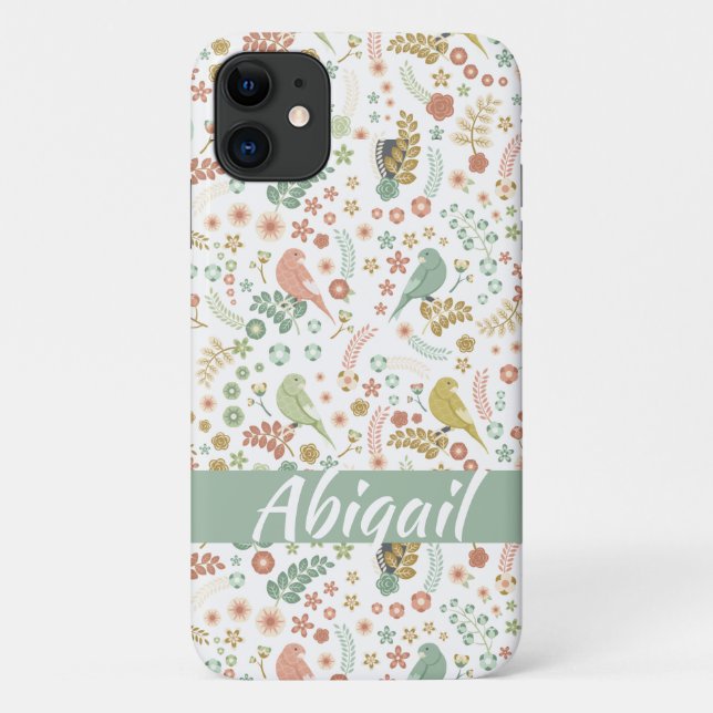 Shabby Birds & Branches Personalized Case-Mate iPhone Case (Back)