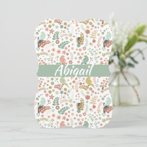 Shabby Birds  Branches Personalized Note Card