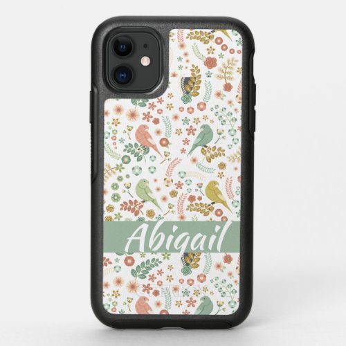 Shabby Birds  Branches Personalized OtterBox Symmetry iPhone 11 Case