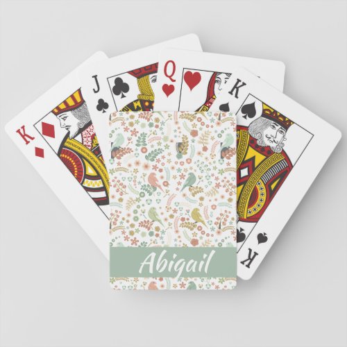 Shabby Birds  Branches Personalized Playing Cards