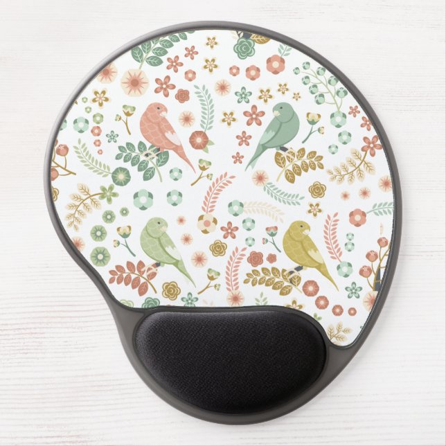 Shabby Birds & Branches White  Gel Mouse Pad (Front)