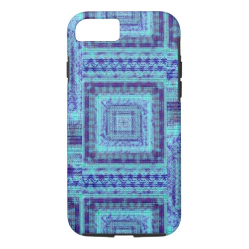 Shabby Blue Fabric Like Squares Pattern Decorative iPhone 87 Case